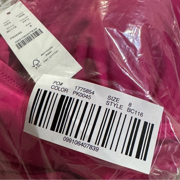 J.Crew Women’s Ruched V-neck one-piece Swimsuit BC116 Size 8 In Radiant Fuchsia - Picture 5 of 5